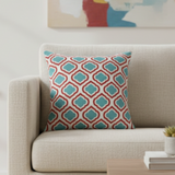 Set of TWO Curtis Print Red and Blue Quatrefoil Indoor Pillow Covers with Zipper