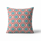 Set of TWO Curtis Print Red and Blue Quatrefoil Indoor Pillow Covers with Zipper