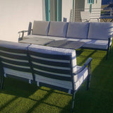 Sunbrella Canvas Granite Boxed Cushion Slipcover Outdoor Patio Replacement Cover