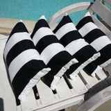 Vertical Indoor Outdoor 3" Stripe Black White Pillow Cover with Zipper