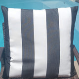Set of 2 - Lumbar 20x12  Sunbrella Acrylic Canvas Cabana Classic Black White Stripe Pillow Cover