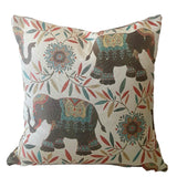 Set of TWO 16x16 Majestic Jacquard Asian Elephants Indoor Pillow Covers with zipper