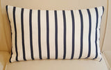 Sunbrella Acrylic Canvas Outdoor Lido Stripes Indigo Outdoor Pillow Cover with Zipper