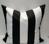 Vertical Indoor 3" Stripe Black White Indoor Pillow Cover with Zipper