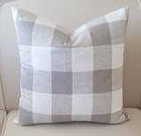 Anderson Plaid Checks Ecru Indoor Pillow Cover with Zipper
