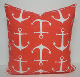 Set of TWO 16x16 Sailor Nautical Anchor Slub Salmon Indoor Pillow Cover