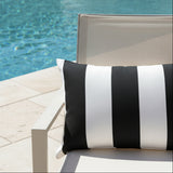 Vertical Indoor Outdoor 3" Stripe Black White Pillow Cover with Zipper