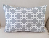 Set of TWO 20x12 Lumbar Lattice Indoor Outdoor Pillow Cover Gotcha Grey with Zipper