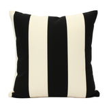 Indoor Outdoor 3" Vertical Stripe Ebony Black and Ivory Pillow Cover with Zipper