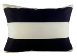 Indoor Outdoor 3" Vertical Stripe Ebony Black and Ivory Pillow Cover with Zipper