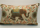Set of TWO 16x16 Majestic Jacquard Asian Elephants Indoor Pillow Covers with zipper