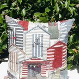 Beach Huts Vintage Indoor Outdoor Pillow Cover with Zipper