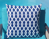 Robert Allen Baja Fret Marine Lattice Indoor Outdoor Pillow Cover with Zipper