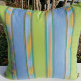 Set of TWO 20x20 Sunbrella Bravada Stripe Limelite Indoor Outdoor Pillow Covers