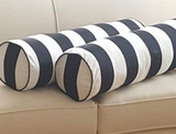 Set of 2 - Lumbar 20x12  Sunbrella Acrylic Canvas Cabana Classic Black White Stripe Pillow Cover