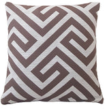 Sunbrella Greek Key Maze Mink Brown Indoor Outdoor Pillow Cover with Zipper