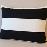 Set of 2 - Lumbar 20x12  Sunbrella Acrylic Canvas Cabana Classic Black White Stripe Pillow Cover