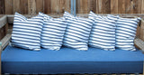 Sunbrella Acrylic Canvas Outdoor Lido Stripes Indigo Outdoor Pillow Cover with Zipper