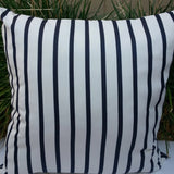 Sunbrella Acrylic Canvas Outdoor Lido Stripes Indigo Outdoor Pillow Cover with Zipper