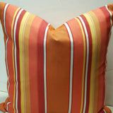Sunbrella Acrylic Canvas Stripe Dolce Mango Outdoor Pillow Cover with Zipper