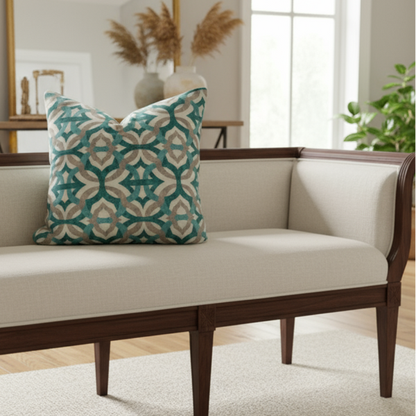 Waverly Tipton Frost Linen Quatrefoil Indoor Pillow Cover with zipper