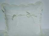 Set of TWO- 16x16 Quilted Pillow Covers Embroidered Scalloped Edges with Ties