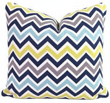 Chevron Zoom Zoom Slub Canal Indoor Lumbar Pillow Cover with Solid Color Backing and Zipper