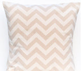 Set of TWO Chevron Zig Zag Khaki Natural Indoor Pillow Covers with Solid Backing