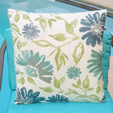 Sunbrella Acrylic Violetta Baltic Floral Indoor Outdoor Pillow Cover with Zipper